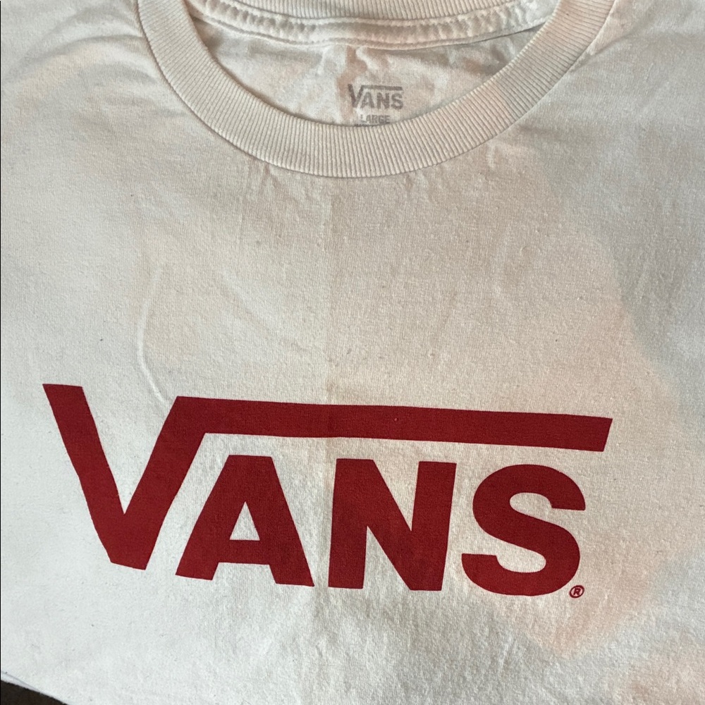 Vans Classic White Tee with Bold Red Logo